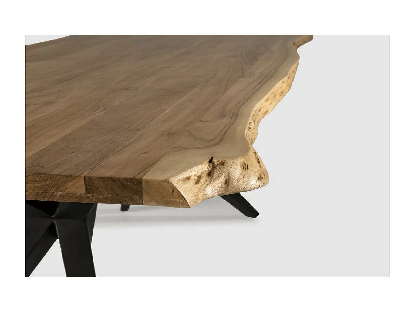 Mesa comedor rectangular Leonor en acabado acacia/negro, 76cm(alto) 200cm(ancho) 100cm(lar