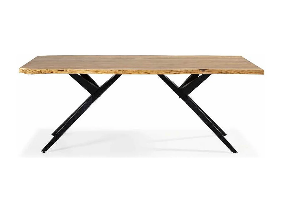 Mesa comedor rectangular Leonor en acabado acacia/negro, 76cm(alto) 200cm(ancho) 100cm(lar