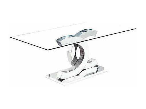 Mesa comedor Chanel de 150 cm de largo con acabado cromado.