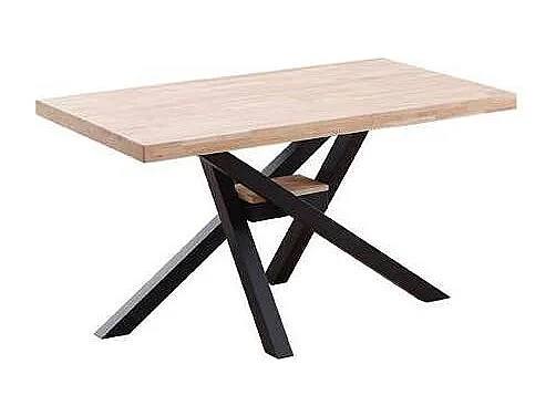 Mesa de comedor fija Xena tapa recta 140 acabado roble nordish/negro, 76 cm(alto)140 cm(an