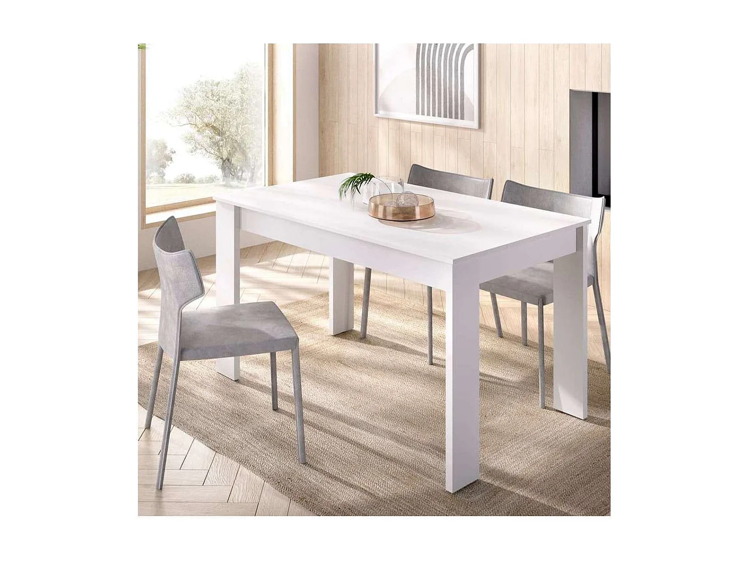 Mesa para salón fija Harley acabado Blanco, 77 cm(alto)138,5cm(ancho)81 cm(largo)