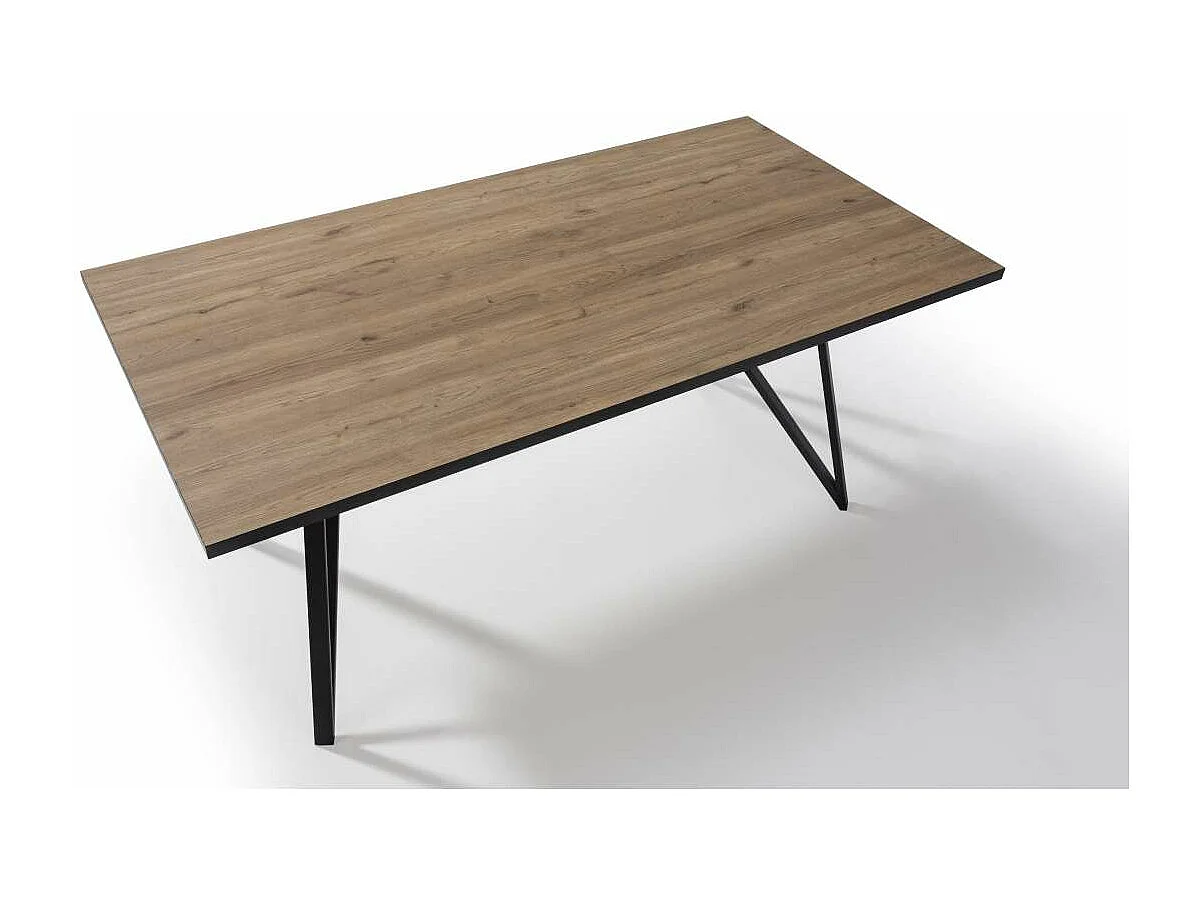 Mesa comedor rectangular DANIEL en acabado bocamina/negro, 76cm(alto) 180cm(ancho) 90cm(la