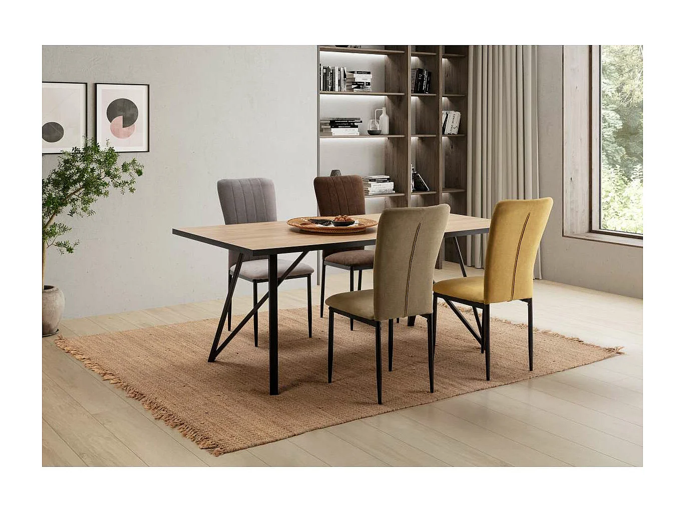 Mesa comedor rectangular DANIEL en acabado bocamina/negro, 76cm(alto) 180cm(ancho) 90cm(la