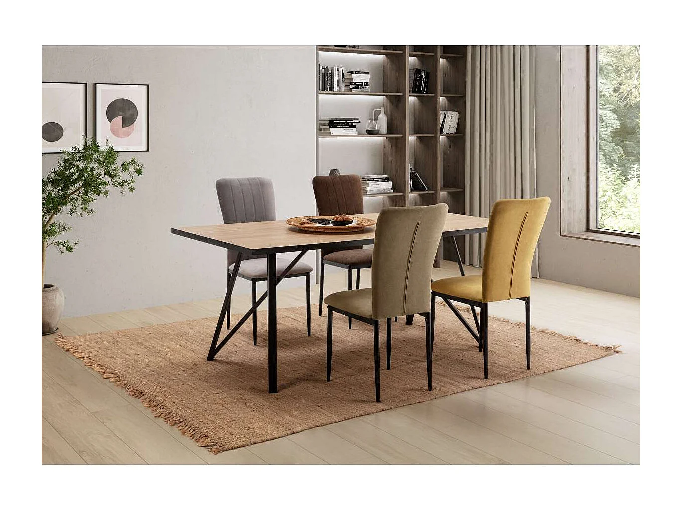 Mesa comedor rectangular DANIEL en acabado bocamina/negro, 76cm(alto) 180cm(ancho) 90cm(la