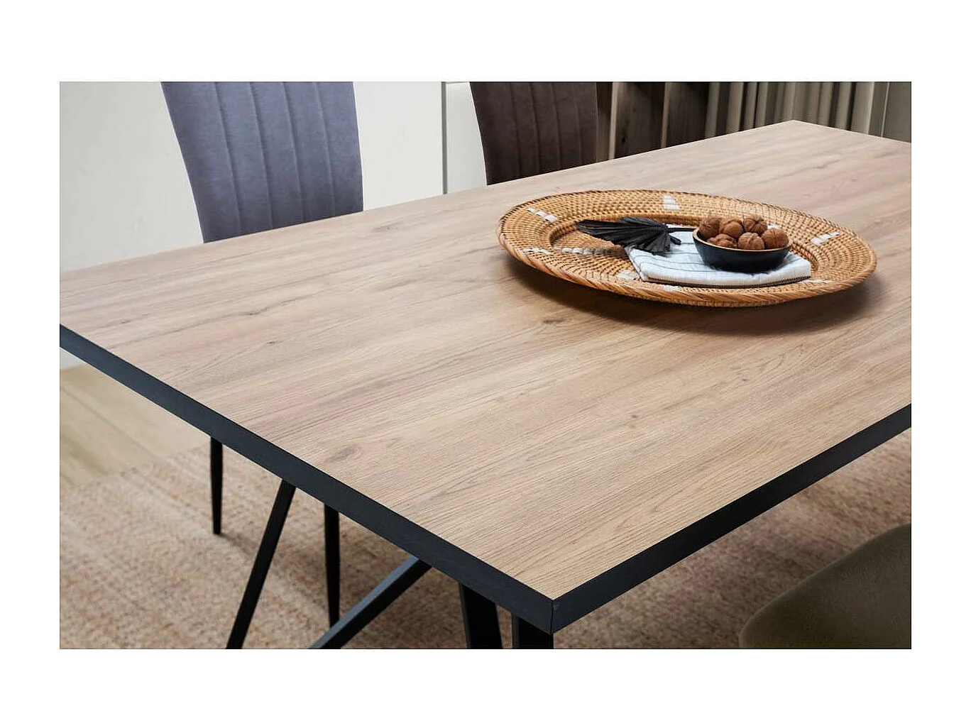 Mesa comedor rectangular DANIEL en acabado bocamina/negro, 76cm(alto) 180cm(ancho) 90cm(la
