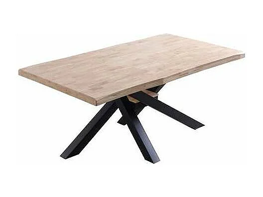 Mesa de comedor fija Xena 180 tapa con forma acabado roble nordish/negro, 76 cm(alto)180 c