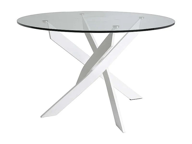 Mesa comedor redonda Rota acabado blanco, 120 cm(ancho) 76 cm(alto).