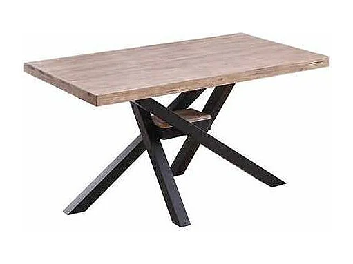 Mesa de comedor fija Xena tapa recta 140 acabado roble honey/negro, 76 cm(alto)140 cm(anch