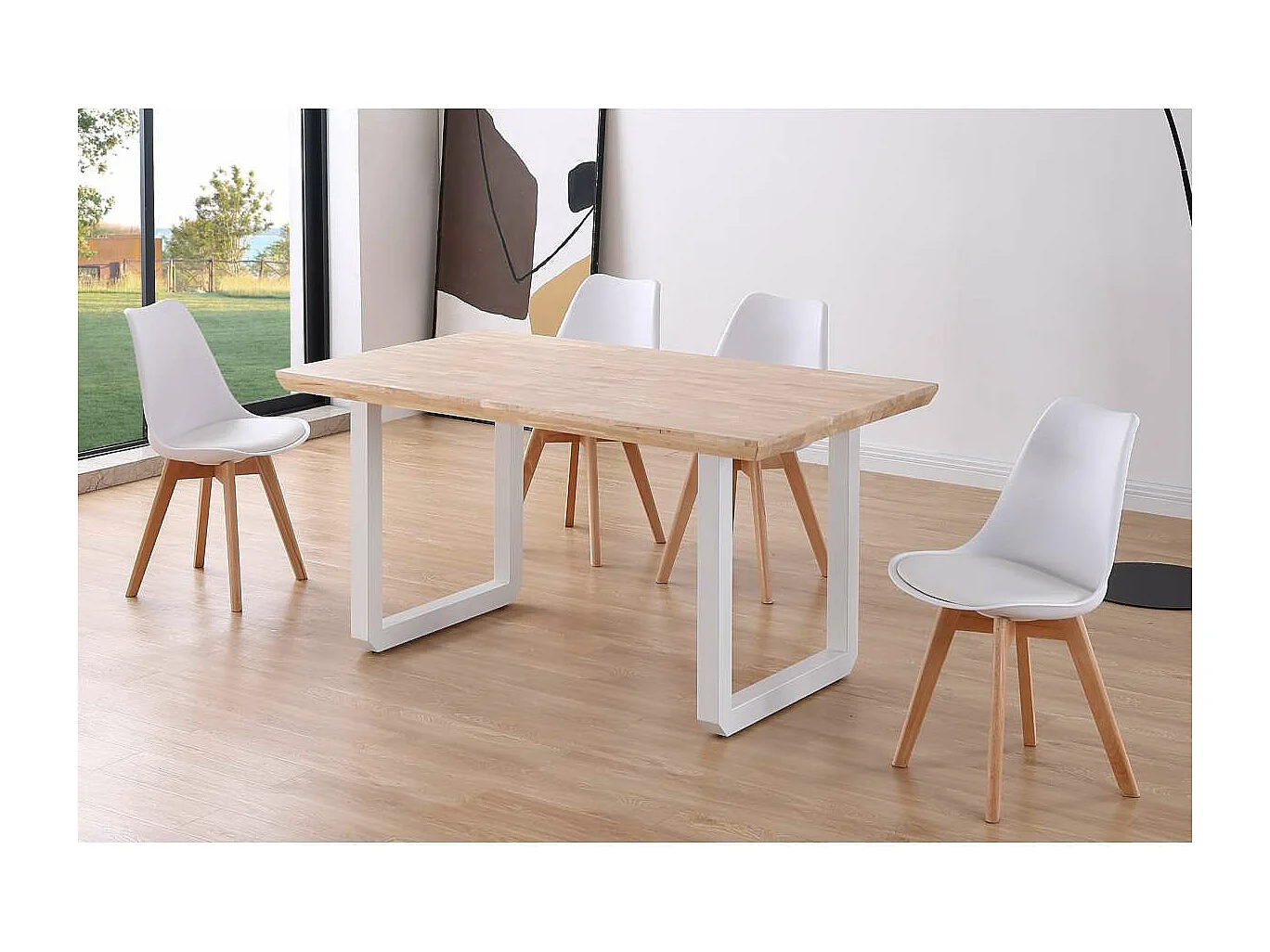 Mesa de comedor fija Roma Roble nordish/blanco  77 cm(alto)150 cm(ancho)90 cm(largo)