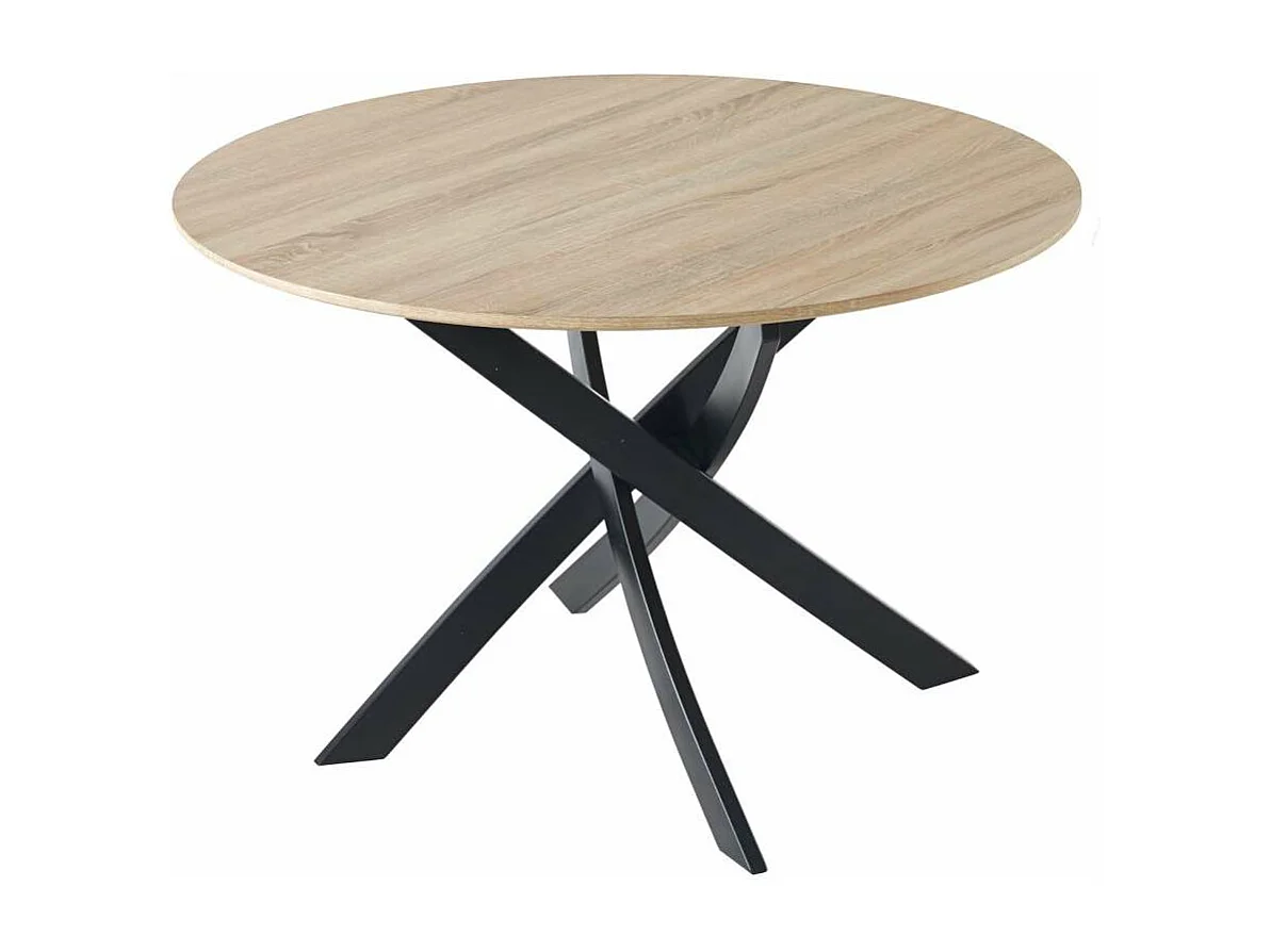 Mesa salon Zen redonda fija roble/negro 75 cm(alto)100 cm(ancho)100 cm(largo)