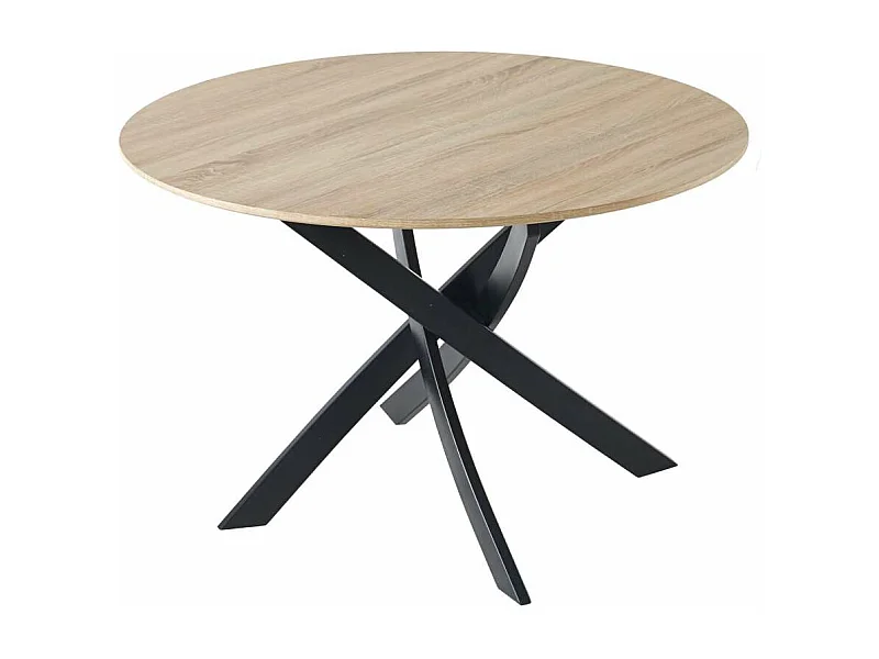 Mesa salon Zen redonda fija roble/negro 75 cm(alto)100 cm(ancho)100 cm(largo)