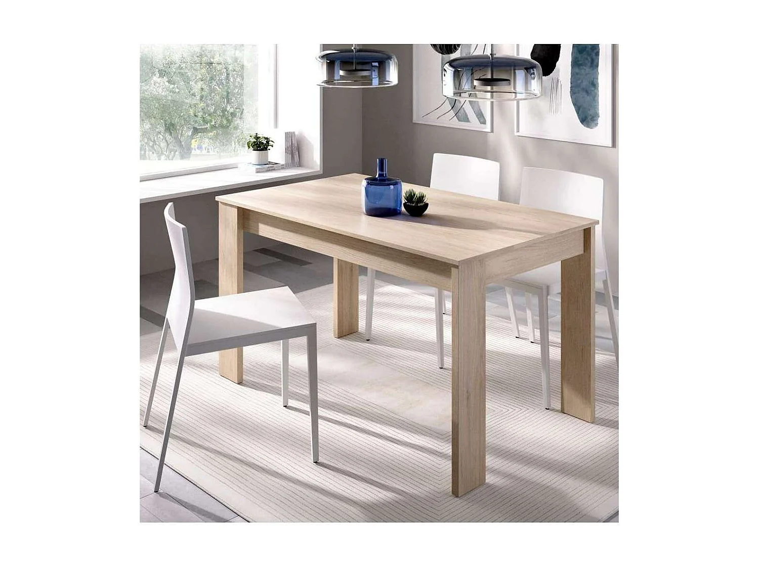 Mesa para salón fija Harley acabado natural, 77 cm(alto)138,5cm(ancho)81 cm(largo)