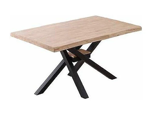 Mesa de comedor fija Xena 150 tapa con forma acabado roble nordish/negro, 76 cm(alto)150 c