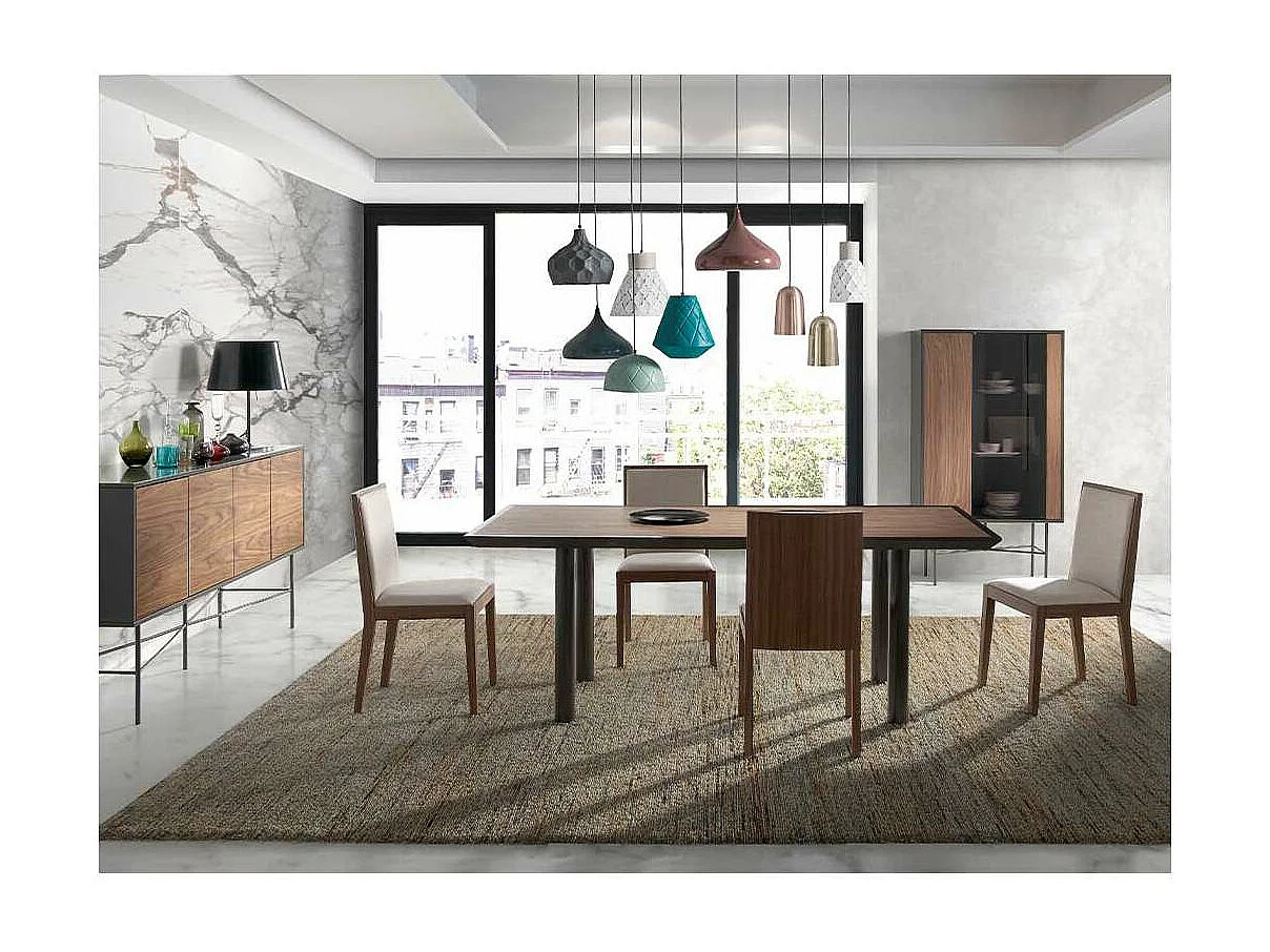 Mesa rectangular con acabado en madera de nogal Luna, 200 x 90 x 75 cm (largo x ancho x al