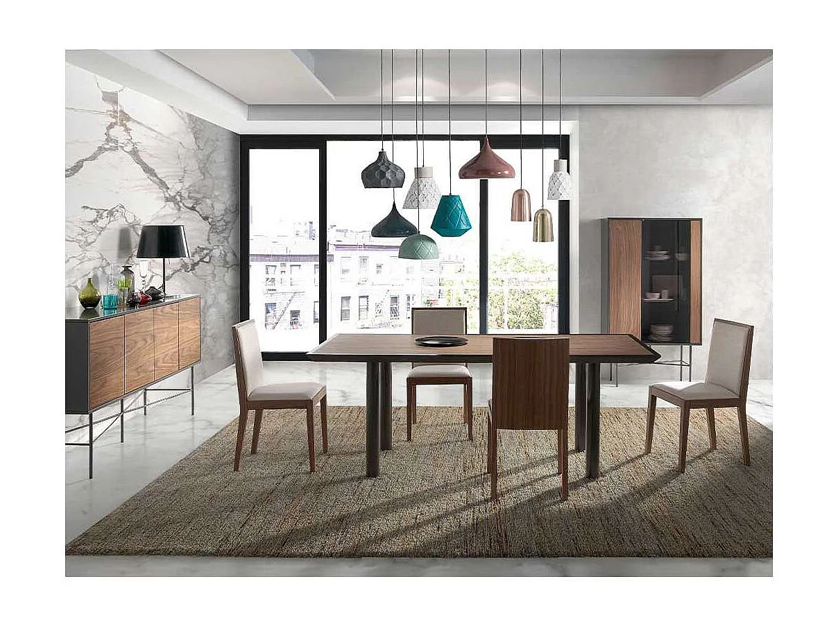 Mesa rectangular con acabado en madera de nogal Luna, 200 x 90 x 75 cm (largo x ancho x al