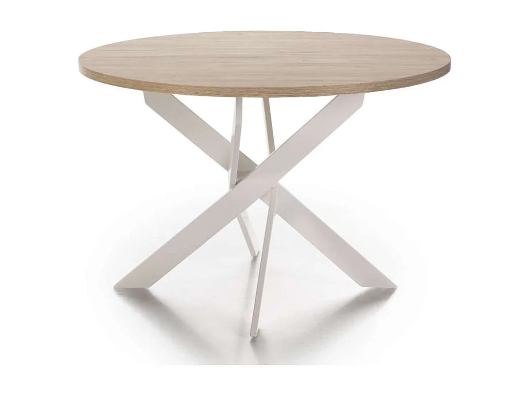 Mesa comedor redonda ALEJANDRO acabado sahara/blanco, 77cm(alto) 120cm(ancho) 120cm(largo)
