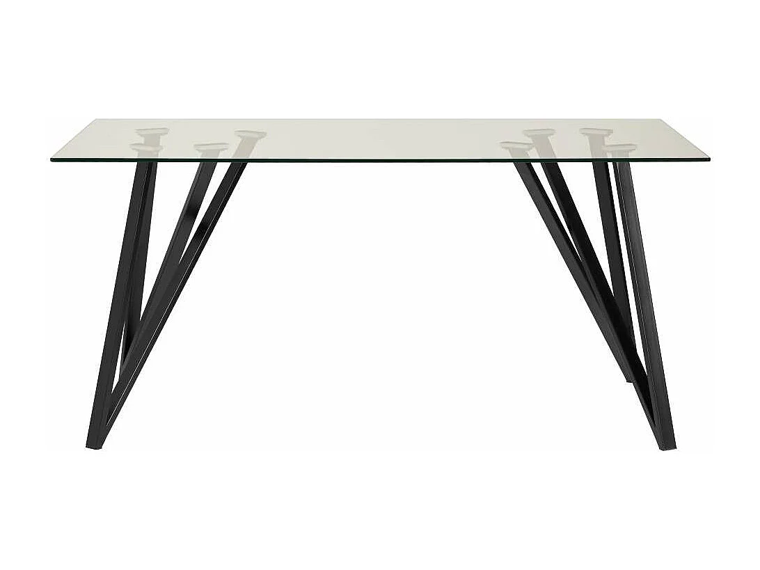 Mesa comedor rectangular Nala tapa cristal en acabado negro 76 cm(alto)160 cm(ancho)90 cm(