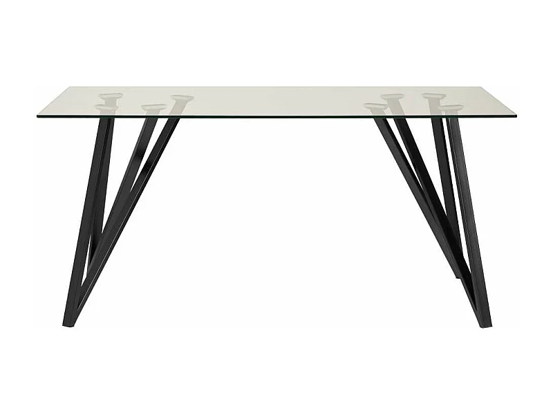 Mesa comedor rectangular Nala tapa cristal en acabado negro 76 cm(alto)160 cm(ancho)90 cm(