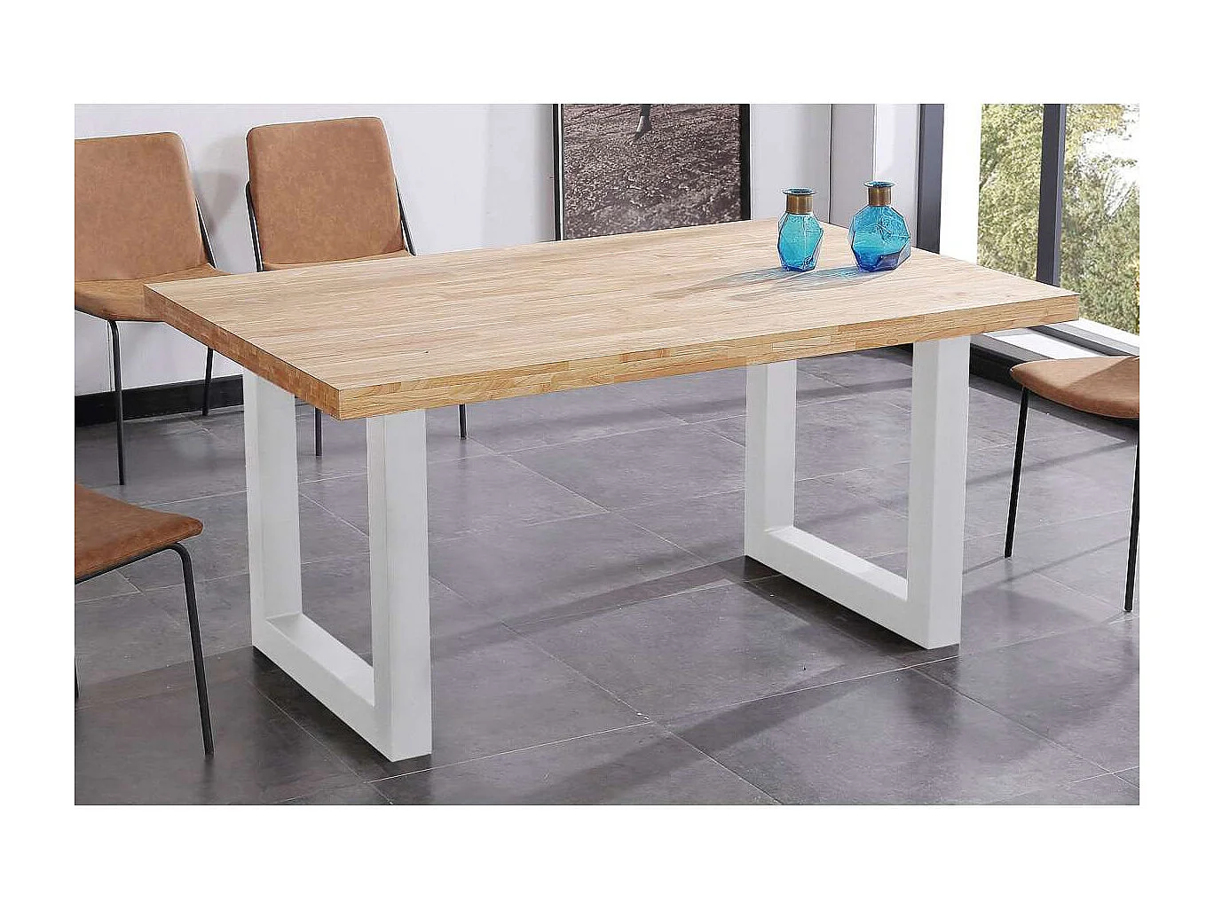 Mesa de comedor fija Loft Roble nordish/ blanco 160 cm(ancho)100 cm(fondo) 75 cm(alto).