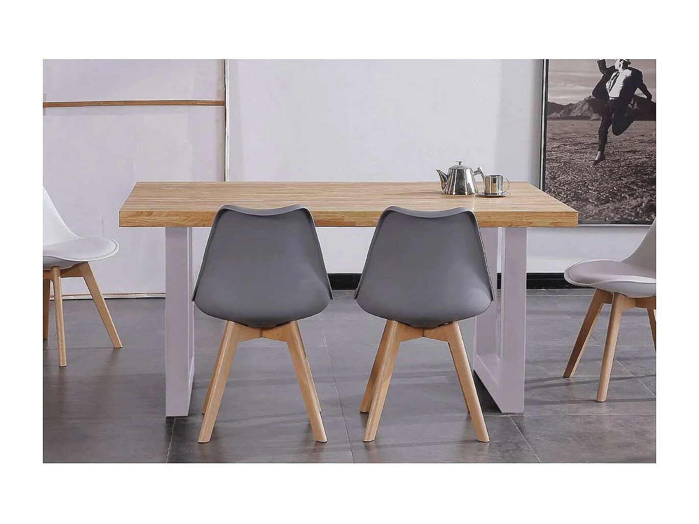 Mesa de comedor fija Loft Roble nordish/ blanco 160 cm(ancho)100 cm(fondo) 75 cm(alto).