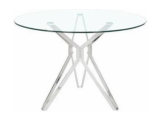 Mesa redonda River tapa cristal y patas de acero  75 cm(alto)110 cm(ancho)