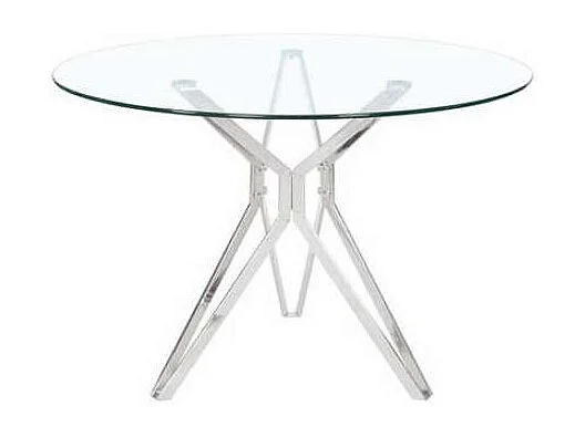 Mesa redonda River tapa cristal y patas de acero  75 cm(alto)110 cm(ancho)