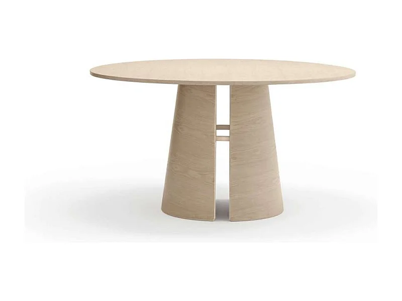 Mesa redonda para cocina o comedor modelo Cep acabado natural claro, 137cm(ancho) 75cm(alt