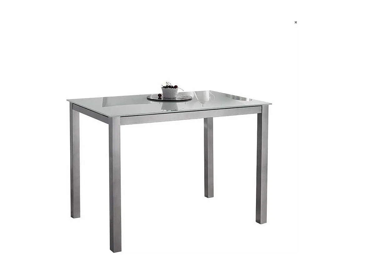 Mesa fija cocina cristal blanco patas grises 75 cm(alto)105 cm(ancho) 60 cm(fondo).