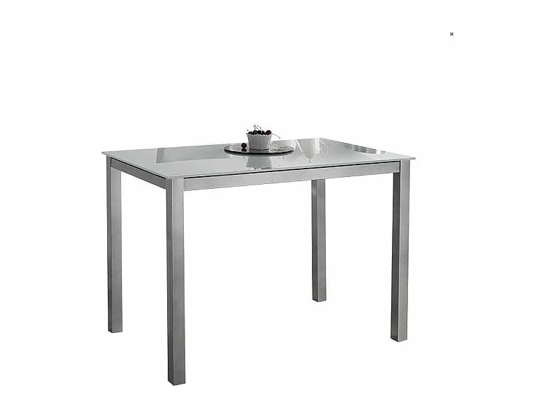 Mesa fija cocina cristal blanco patas grises 75 cm(alto)105 cm(ancho) 60 cm(fondo).