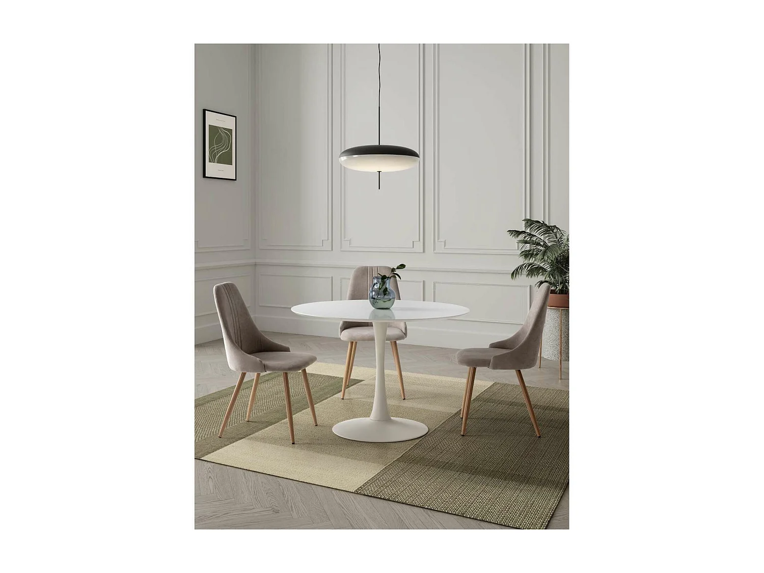 Mesa redonda Onda acabado blanco 75 cm(alto) 110 cm(ancho) 110 cm(largo)