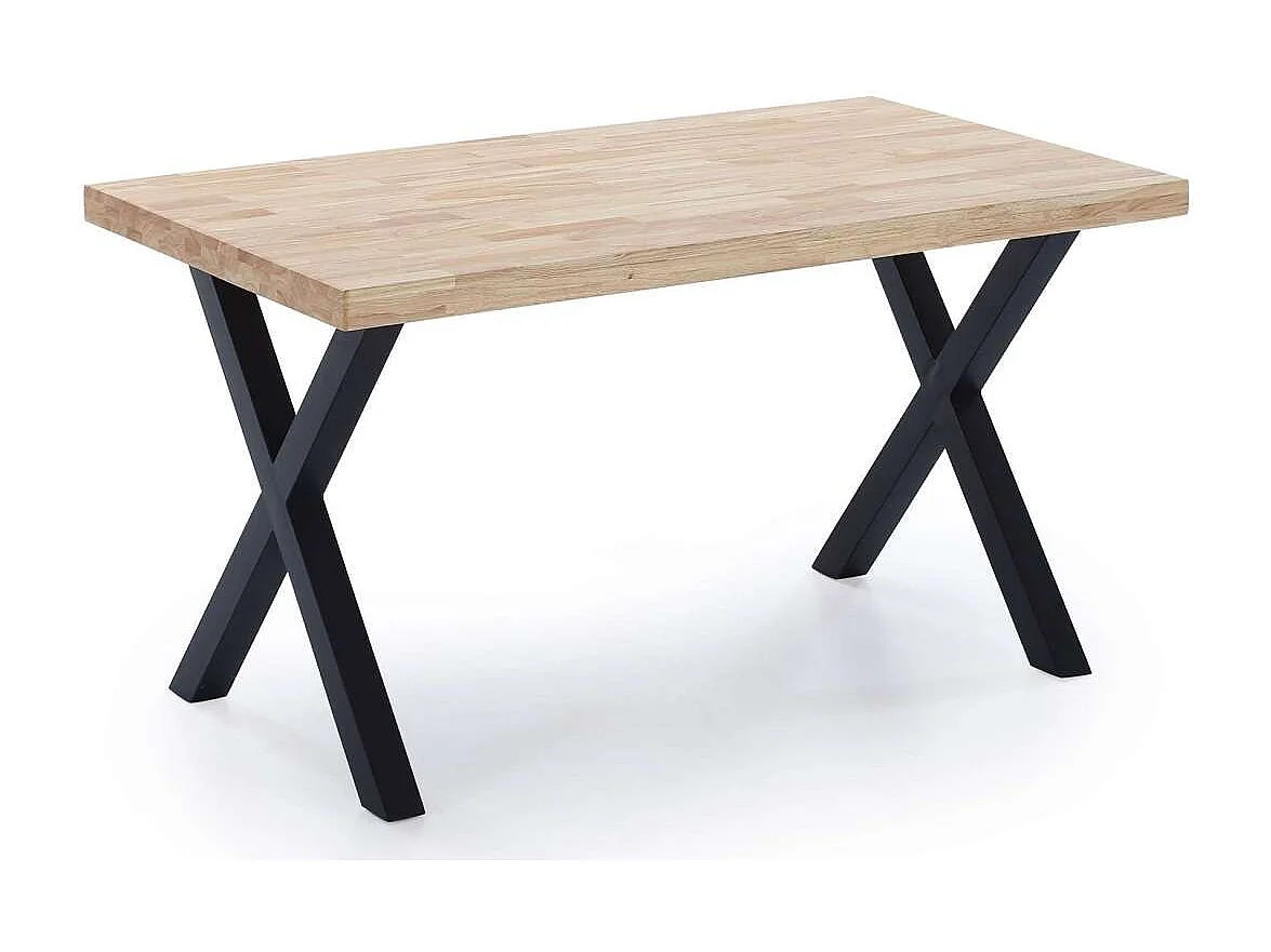 Mesa salon fija X-Loft-140 acabado roble nordish/negro, 76 cm(alto)140 cm(ancho)80 cm(larg