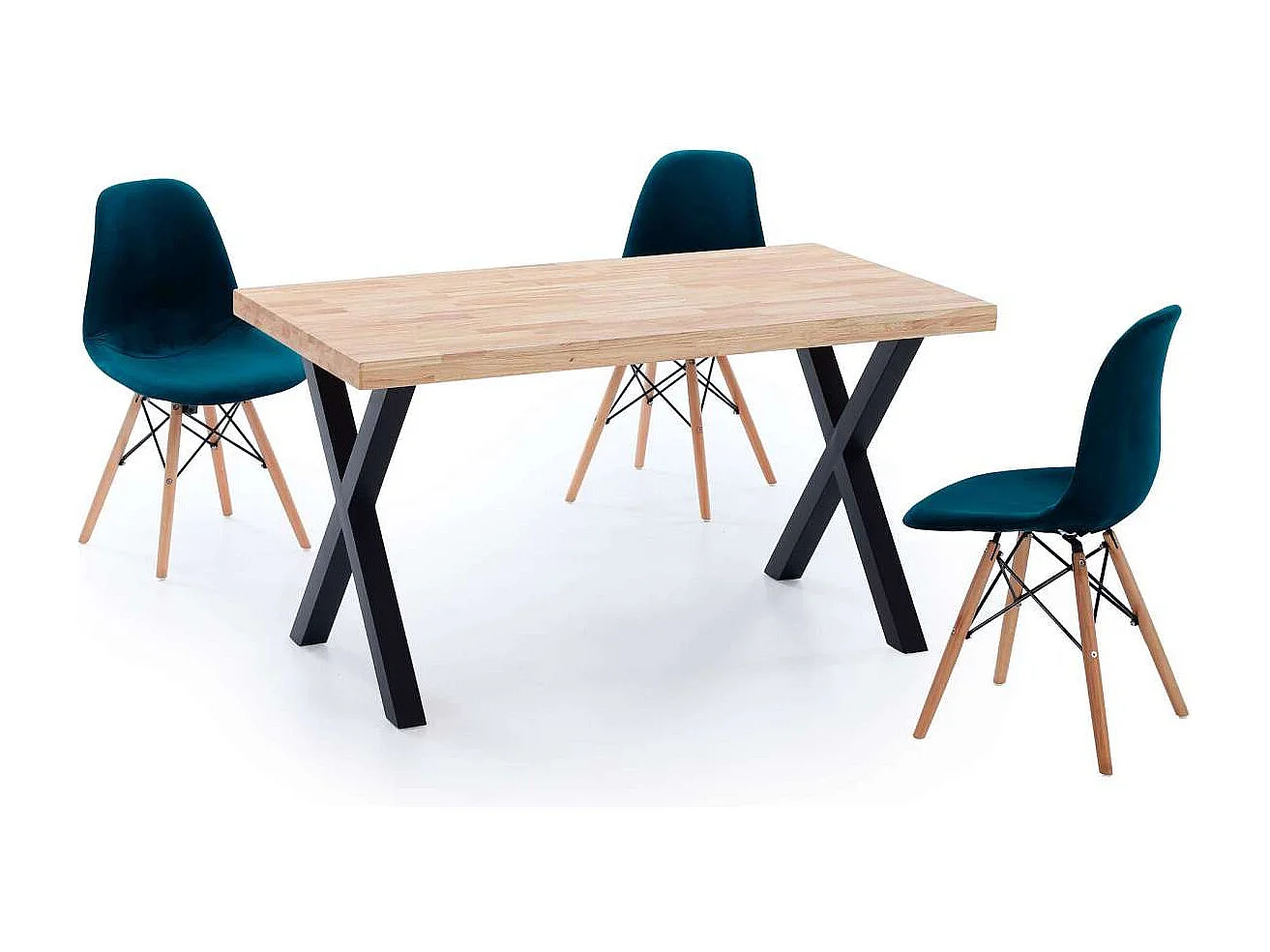 Mesa salon fija X-Loft-140 acabado roble nordish/negro, 76 cm(alto)140 cm(ancho)80 cm(larg