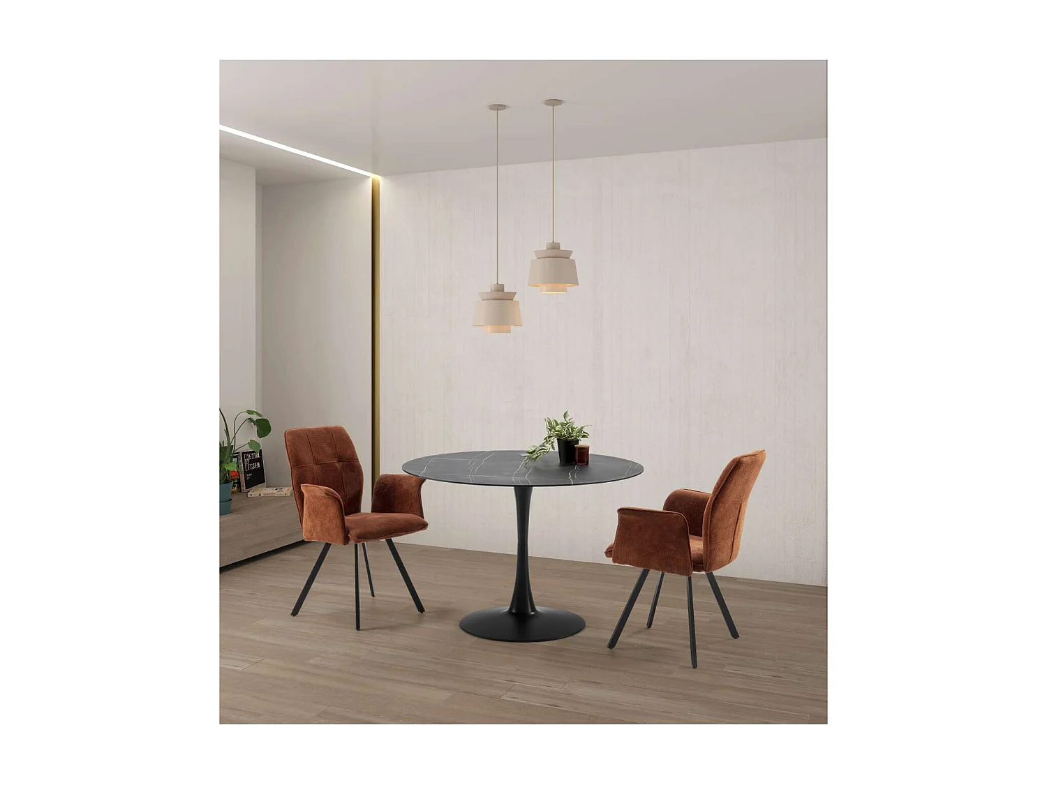 Mesa redonda modelo Adela acabado negro, 75cm(alto) 110cm(ancho) 110cm(largo)