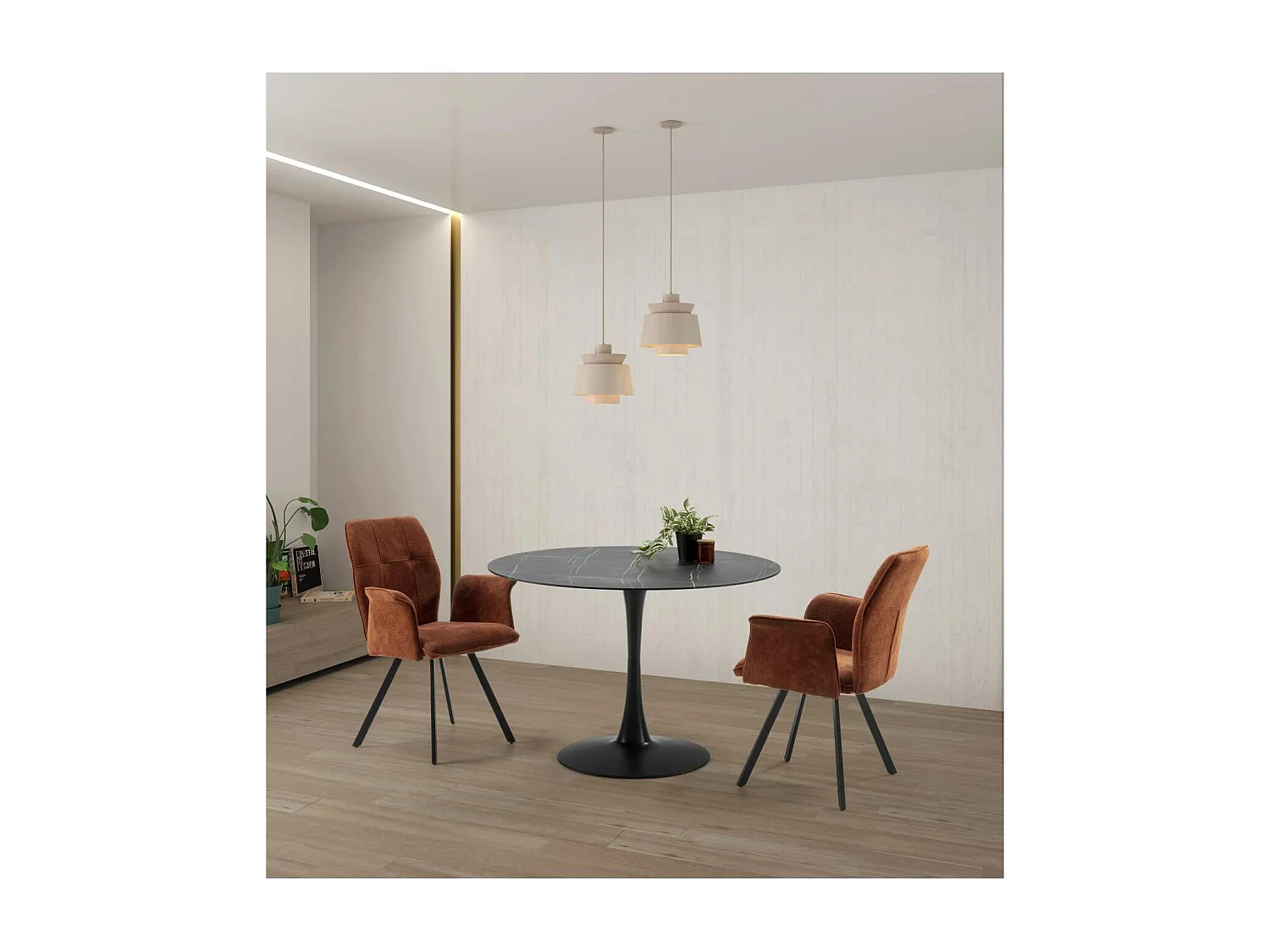 Mesa redonda modelo Adela acabado negro, 75cm(alto) 110cm(ancho) 110cm(largo)