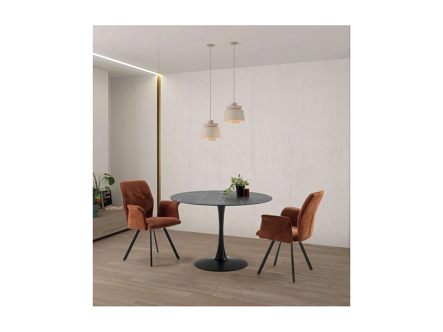 Mesa redonda modelo Adela acabado negro, 75cm(alto) 110cm(ancho) 110cm(largo)