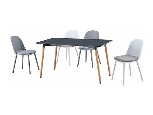 Mesa rectangular Md-Nordika fija acabado gris, 75 cm(alto) 140 cm(ancho) 80 cm(fondo).