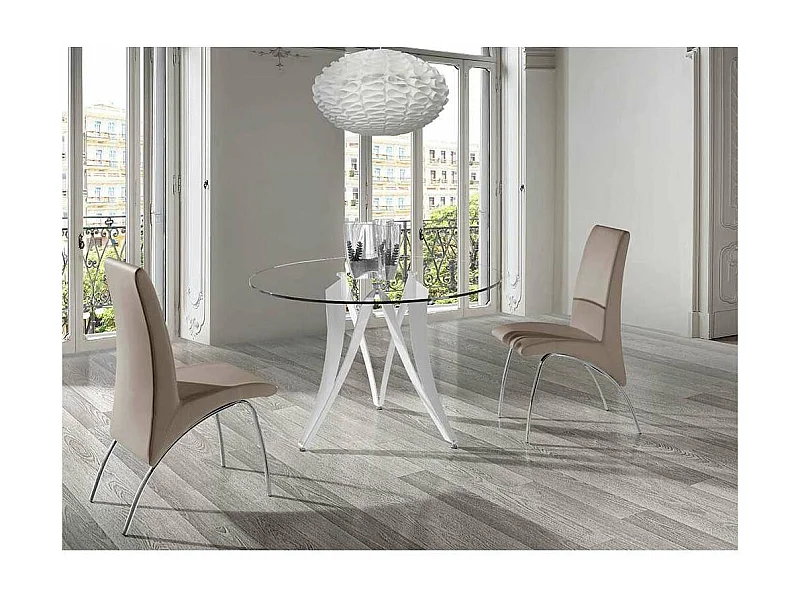 Mesa fija circular de vidrio templado Aroa, 120 x 77 cm (diámetro x alto)