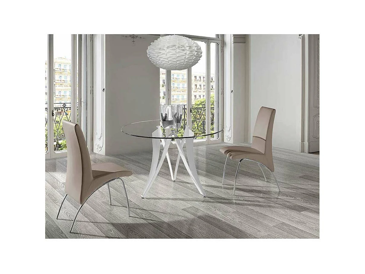 Mesa fija circular de vidrio templado Aroa, 120 x 77 cm (diámetro x alto)
