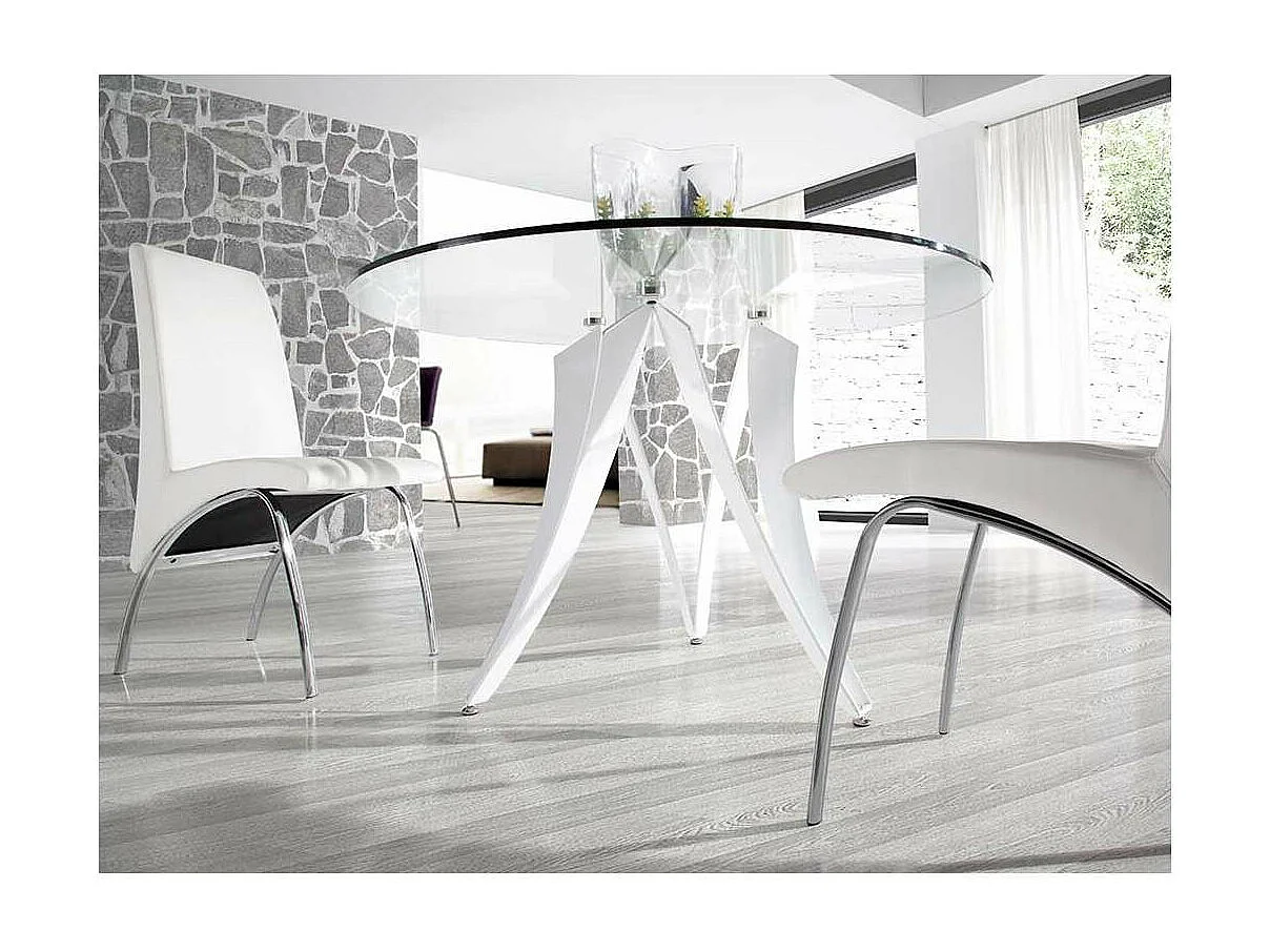 Mesa fija circular de vidrio templado Aroa, 120 x 77 cm (diámetro x alto)
