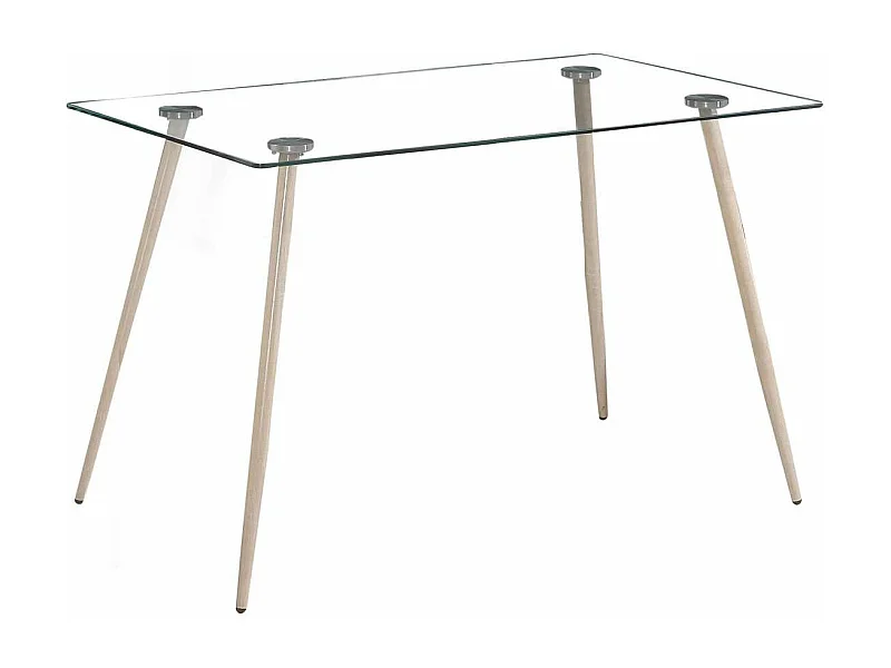 Mesa para cocina, comedor fija Md-Peter patas acero efecto madera, 120cm(ancho) 75cm(altur