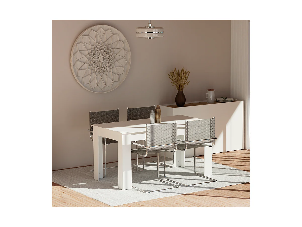 Mesa fija Kia para salón, cocina acabado blanco, 77 cm(alto)140 cm(ancho)80 cm(largo)