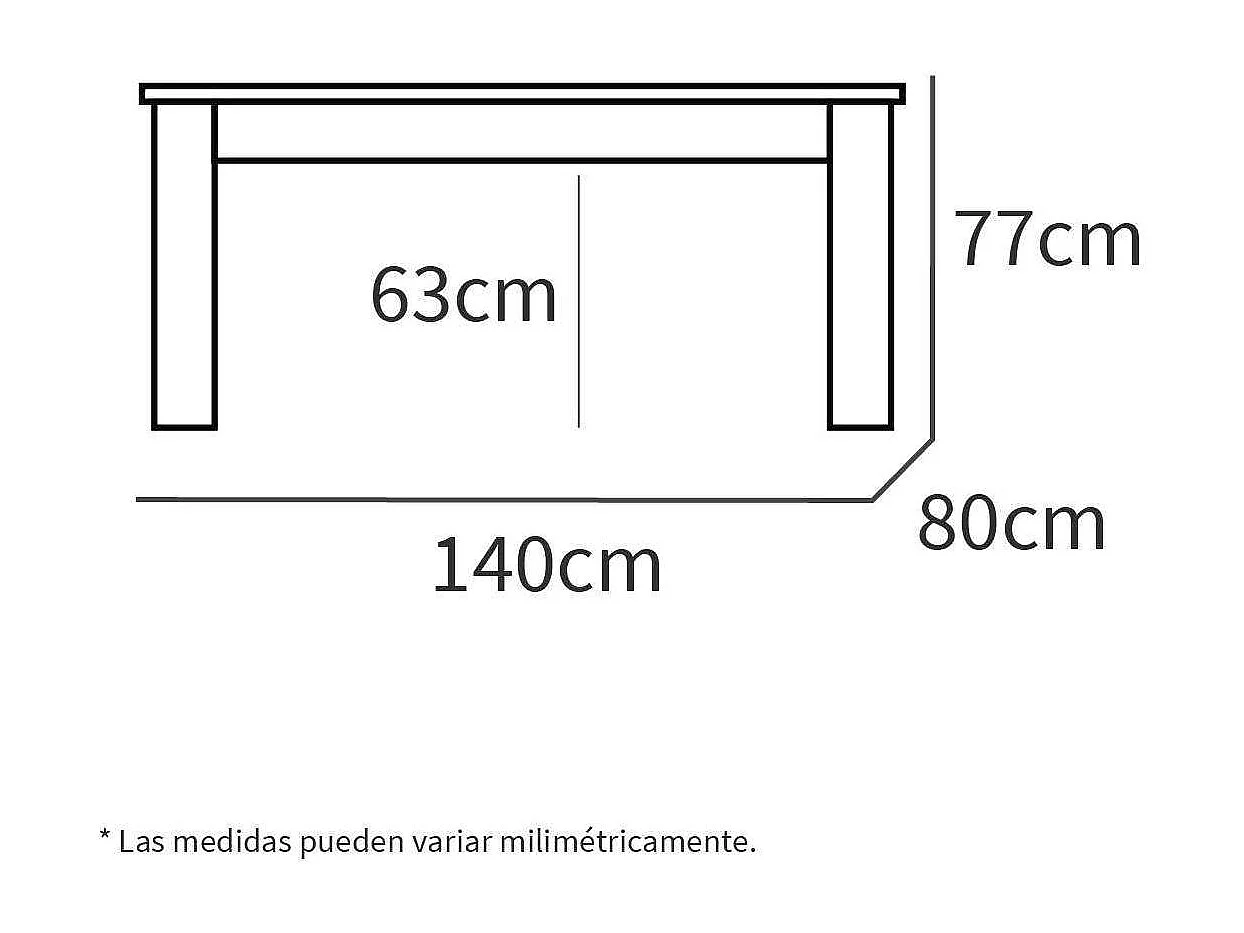 Mesa fija Kia para salón, cocina acabado blanco, 77 cm(alto)140 cm(ancho)80 cm(largo)