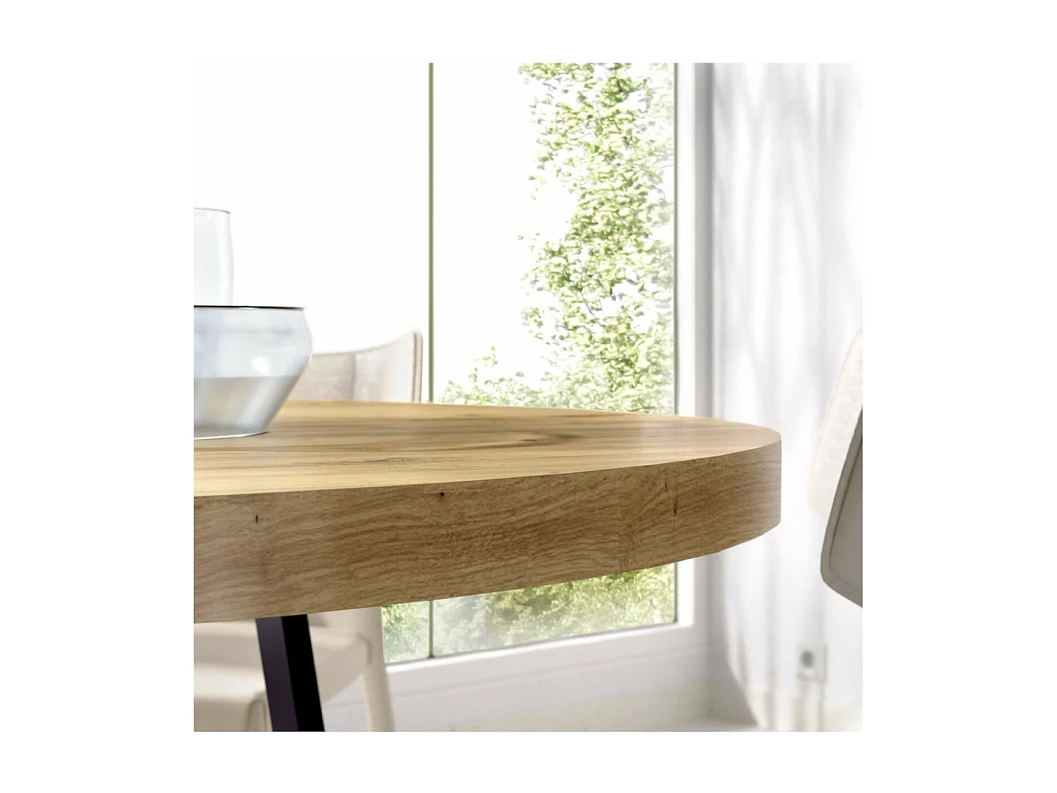 Mesa salon redonda fija Rin 120 acabado Nordic, 75 cm(alto)120 cm(ancho)90 cm(largo)