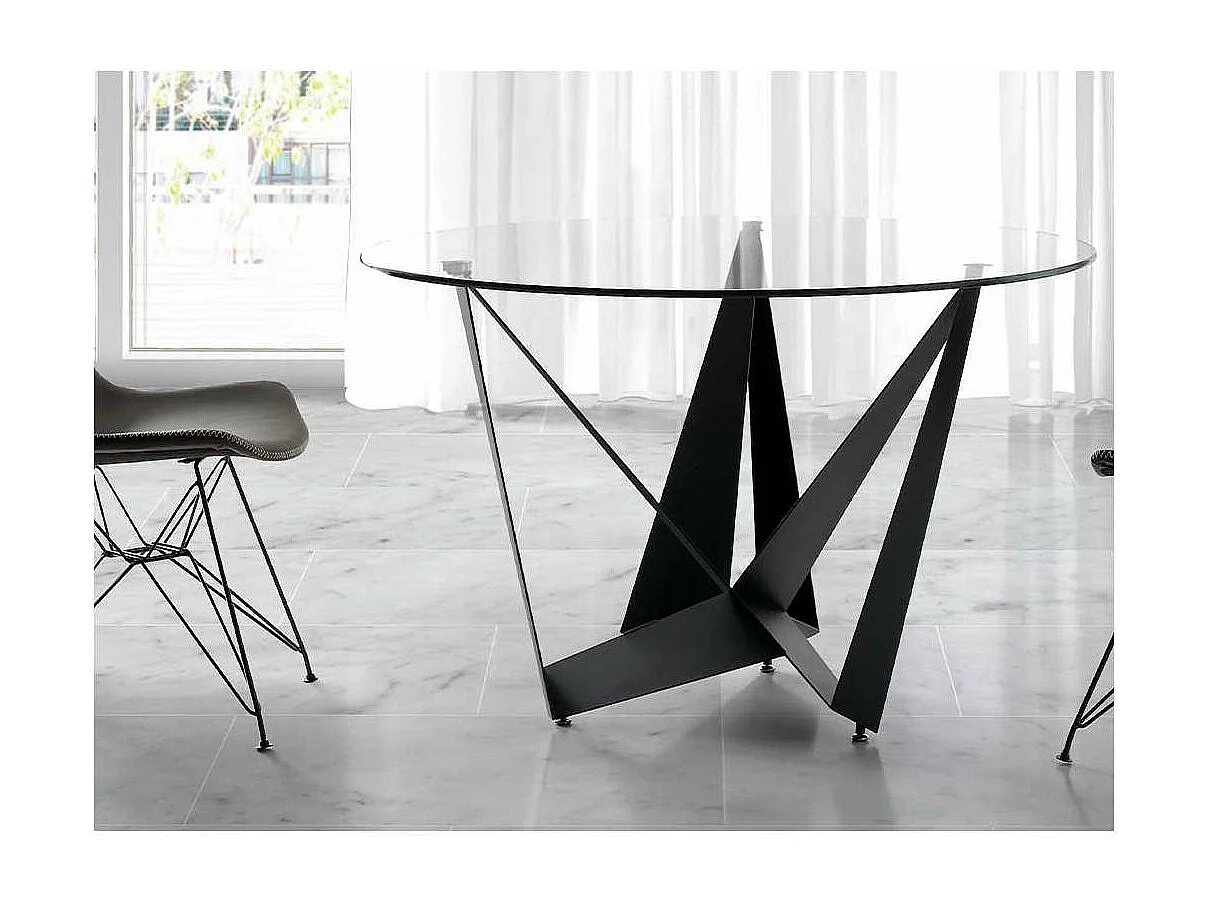 Mesa fija circular de vidrio templado Andrea, 120 x 76 cm (diámetro x alto)