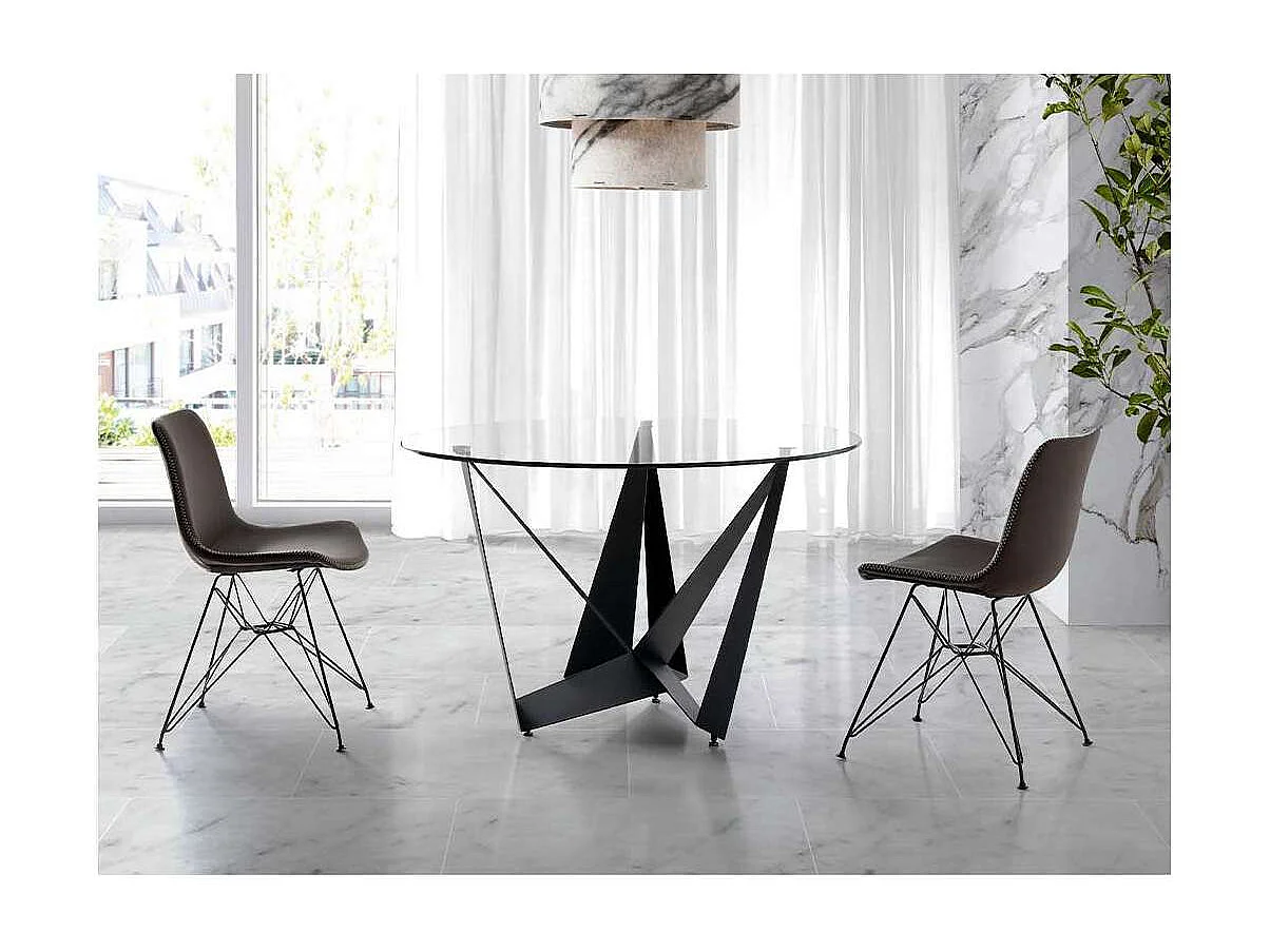 Mesa fija circular de vidrio templado Andrea, 120 x 76 cm (diámetro x alto)