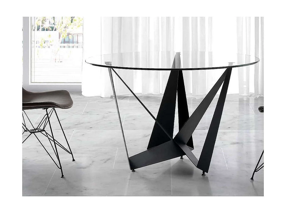 Mesa fija circular de vidrio templado Andrea, 120 x 76 cm (diámetro x alto)