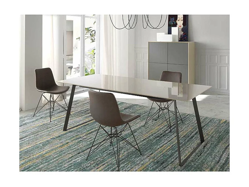 Mesa fija rectangular en blanco Leire, 180 x 90 x 75 cm (largo x ancho x alto)