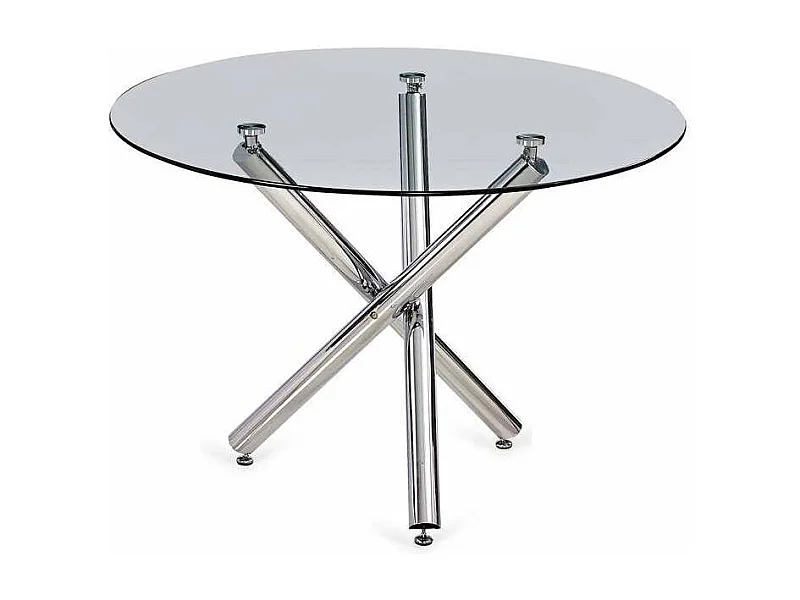 Mesa redonda Triana tapa cristal y patas cromadas 75 cm(alto)110 cm(ancho)110 cm(largo)