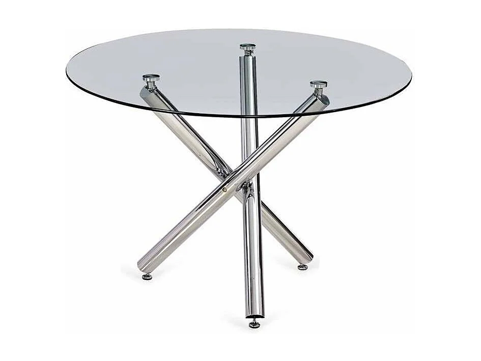 Mesa redonda Triana tapa cristal y patas cromadas 75 cm(alto)110 cm(ancho)110 cm(largo)
