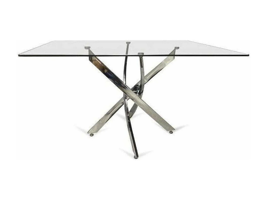 Mesa rectangular Nesy de cristal y patas cromadas 140 cm(ancho) 75 cm(altura) 90 cm(fondo)